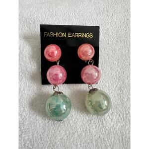Fashion Earrings Circular Beaded Muted Pastels Dangle Earrings New